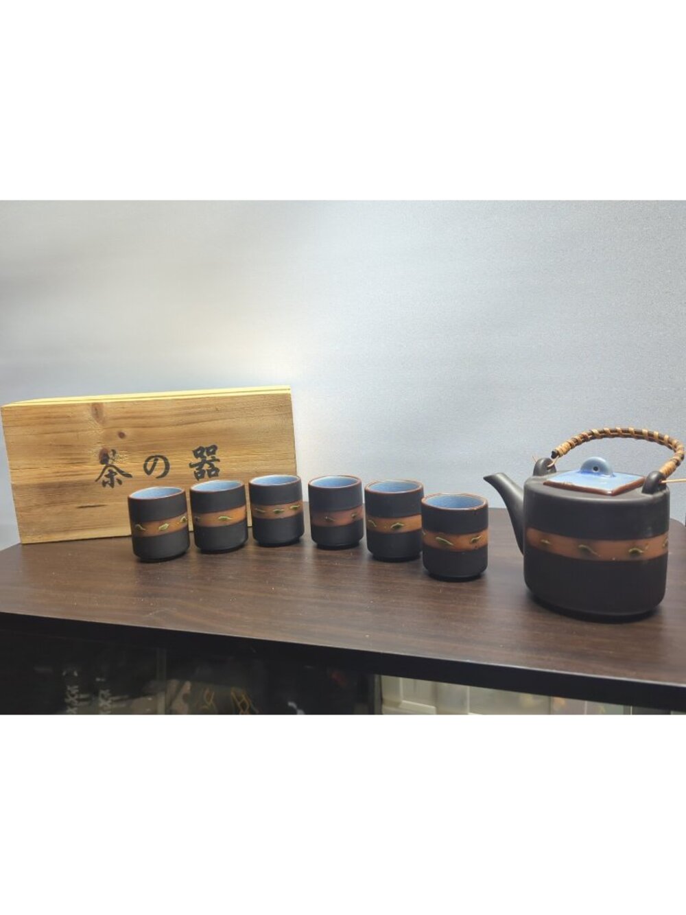 Japanese Tea Set In Wood Box